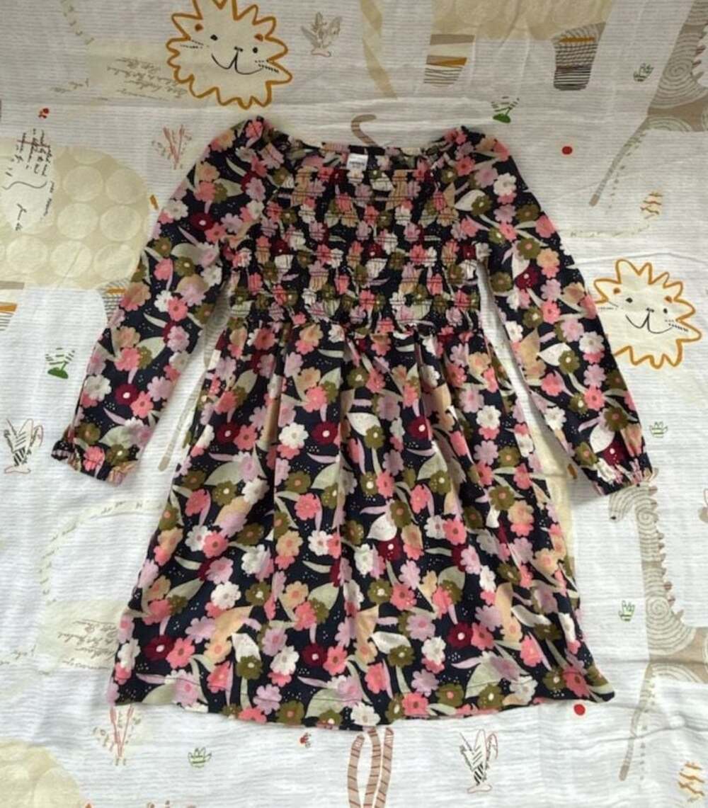 Carter's Kid Long Sleeve Floral Smocked Dress Size 5